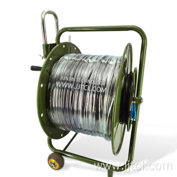 All-metal Deployable fiber optic cable drums with wear-resistant rubber wheel